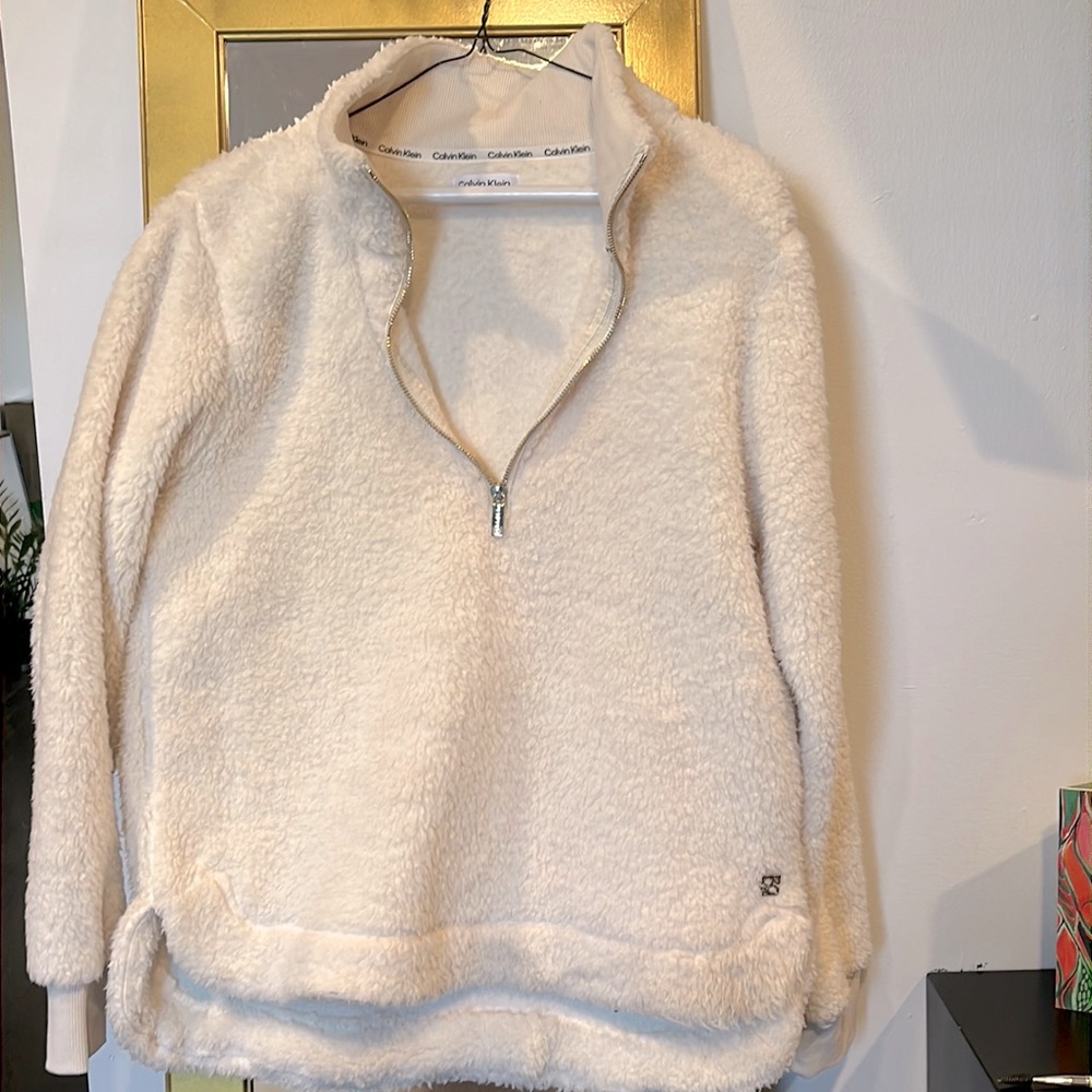 White Calvin Klein Sharpa Sweater